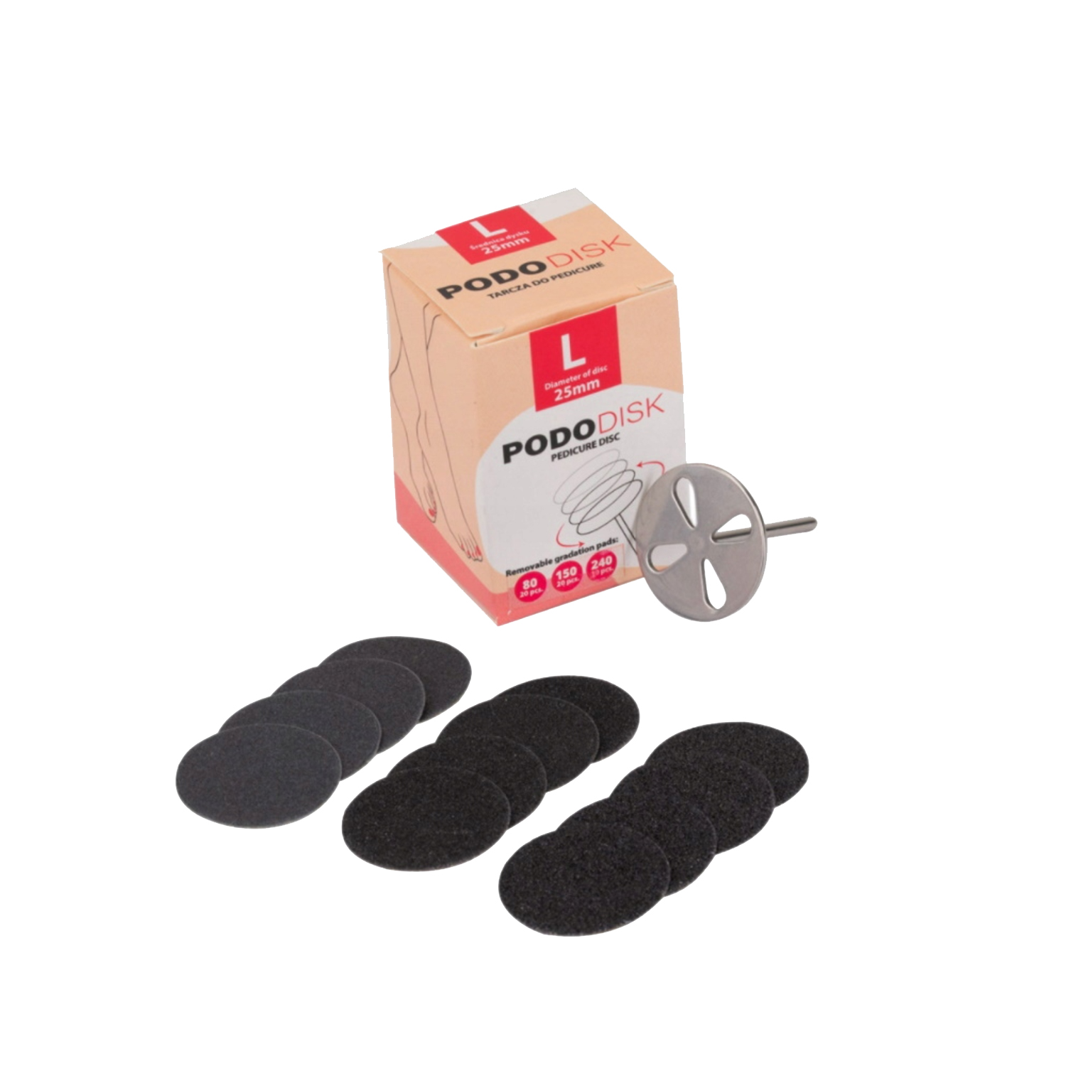 PODODISC metalowy wydłuzony L-25+zestaw wymiennych nakładek 180 5 szt