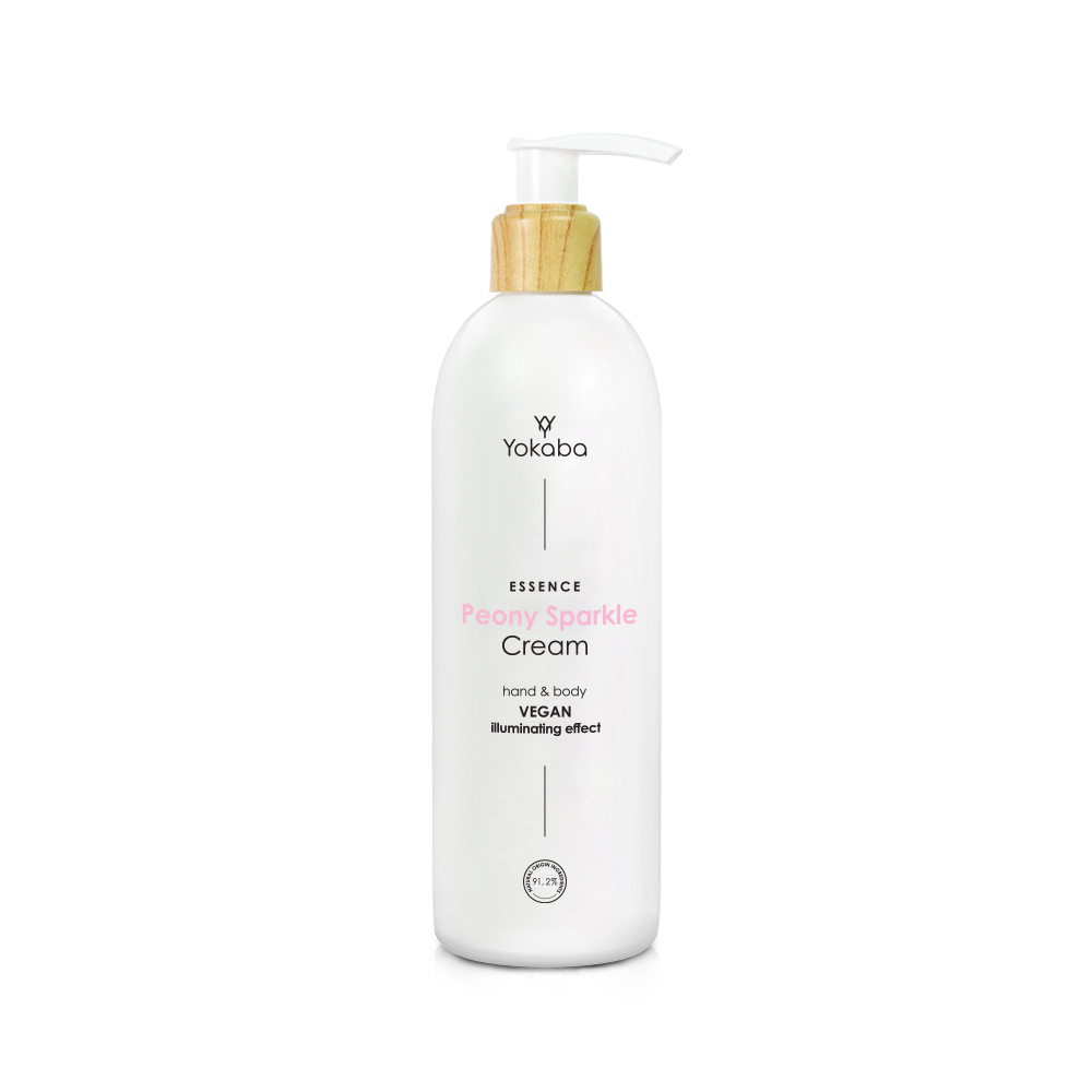 Peony Sparkle Hand&Body Cream Vegan Illuminating Effect Essence Yokaba 230 ml