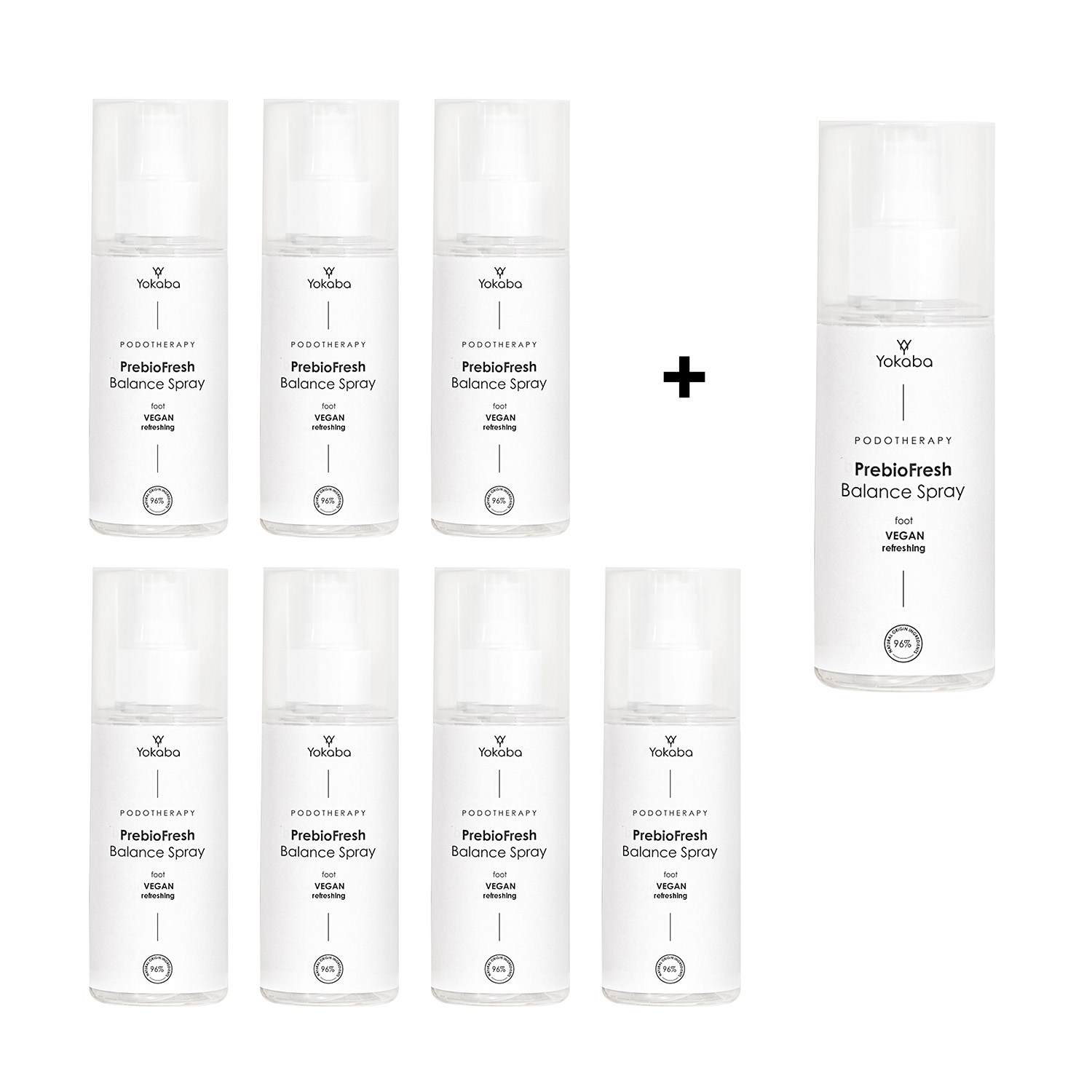 Zestaw 7+1 PrebioFresh Balance Spray Foot Vegan Refreshing Podotherapy Yokaba 150 ml