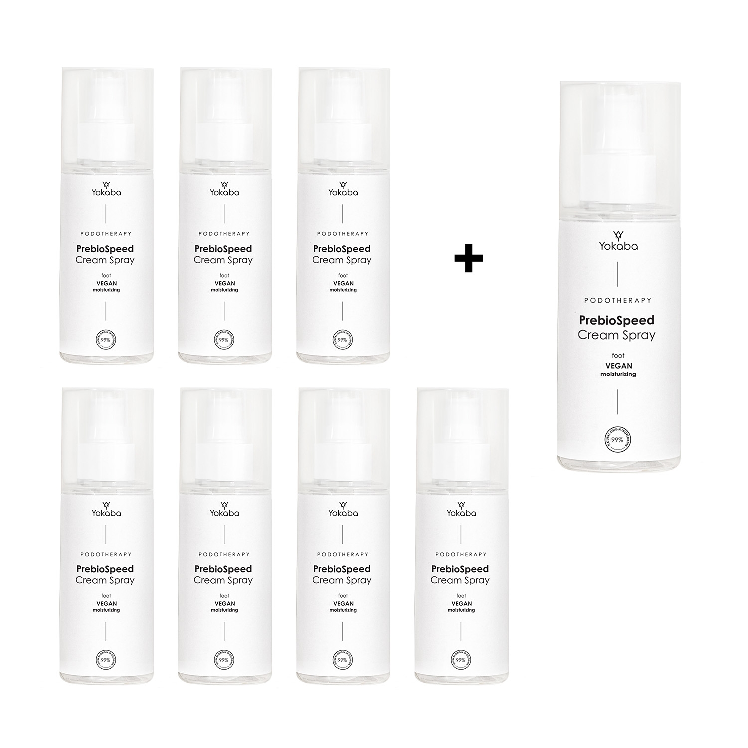 Zestaw 7+1 PrebioSpeed Cream Spray Foot Vegan Moisturizing Podotherapy Yokaba 150 ml