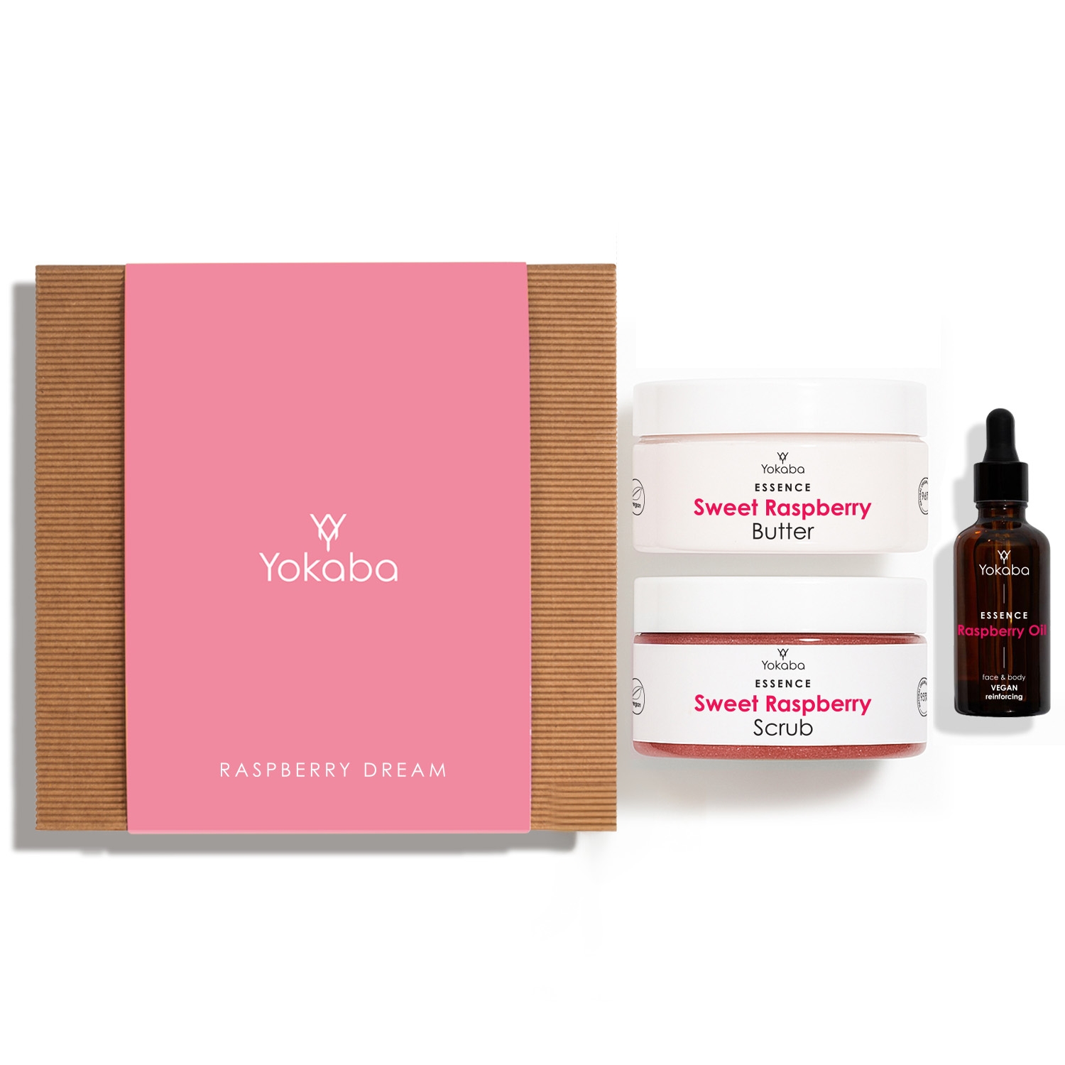 Raspberry dream Zestaw prezentowy: Raspberry oil 50ml, Raspberry Butter 200ml, Raspberry Scrub 250g