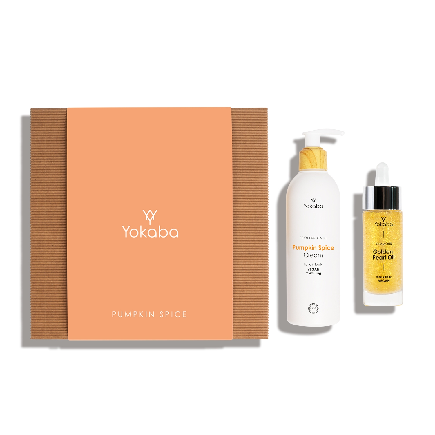 Pumpkin Spice Zestaw Prezentowy: Pumpkin Spice Cream 240ml, Glamour Golden Pearl Oil 30ml, Yokaba