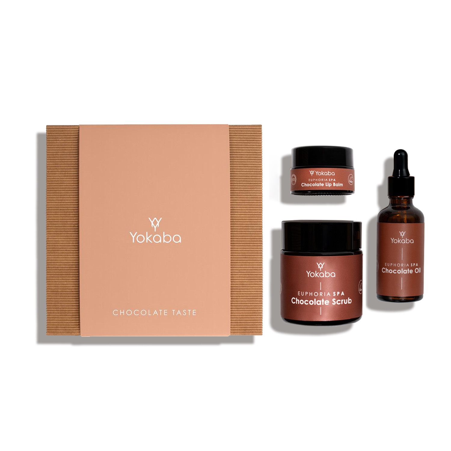 Chocolate Taste Zestaw Prezentowy: Chocolate Oil 50ml, Chocolate Scrub 100ml, Choloclate Lip Balm 15ml, Yokaba