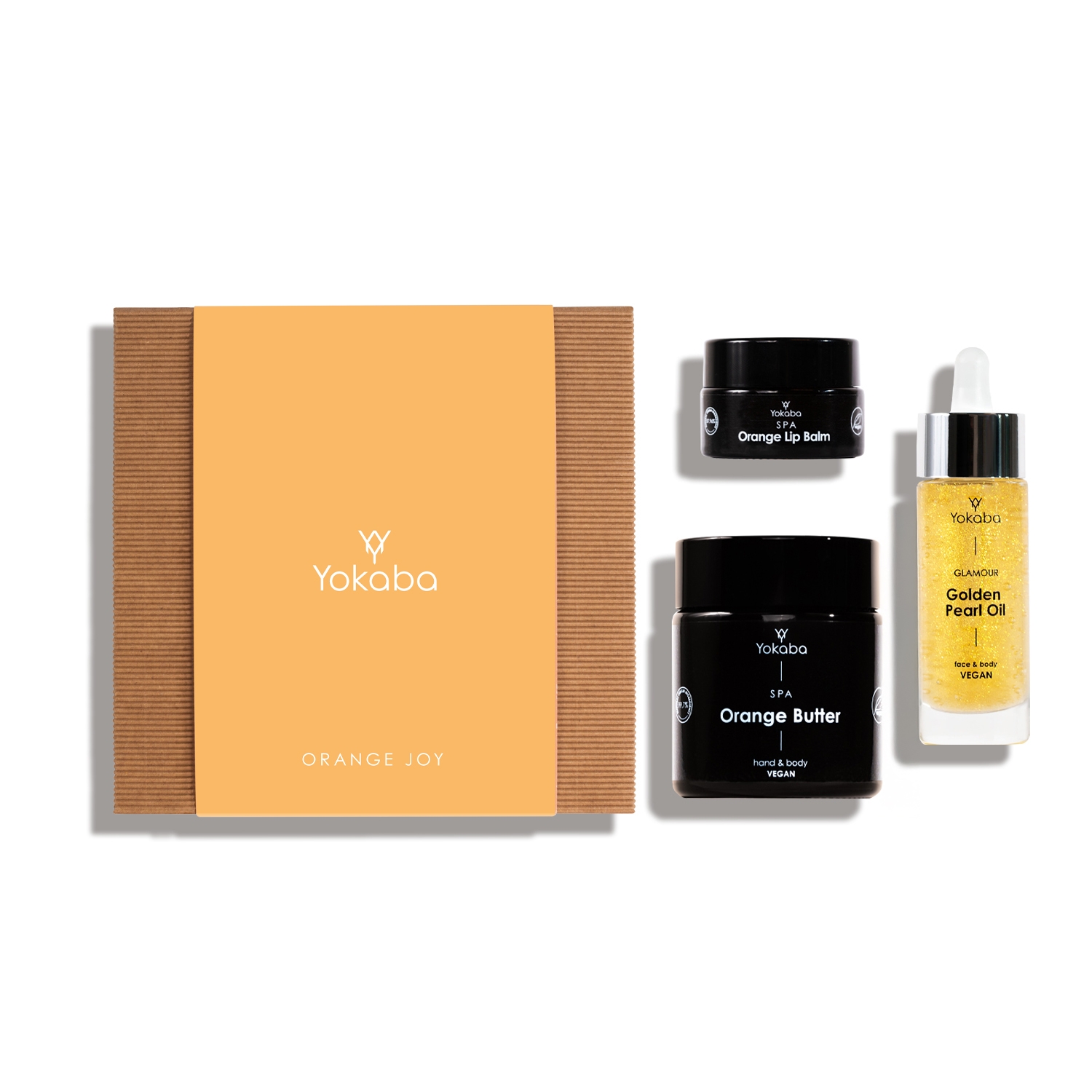 Orange Joy Zestaw Prezentowy: Golden Pearl Oil 30ml, Orange Butter 100ml, Orange Lip Balm 15ml, Yokaba