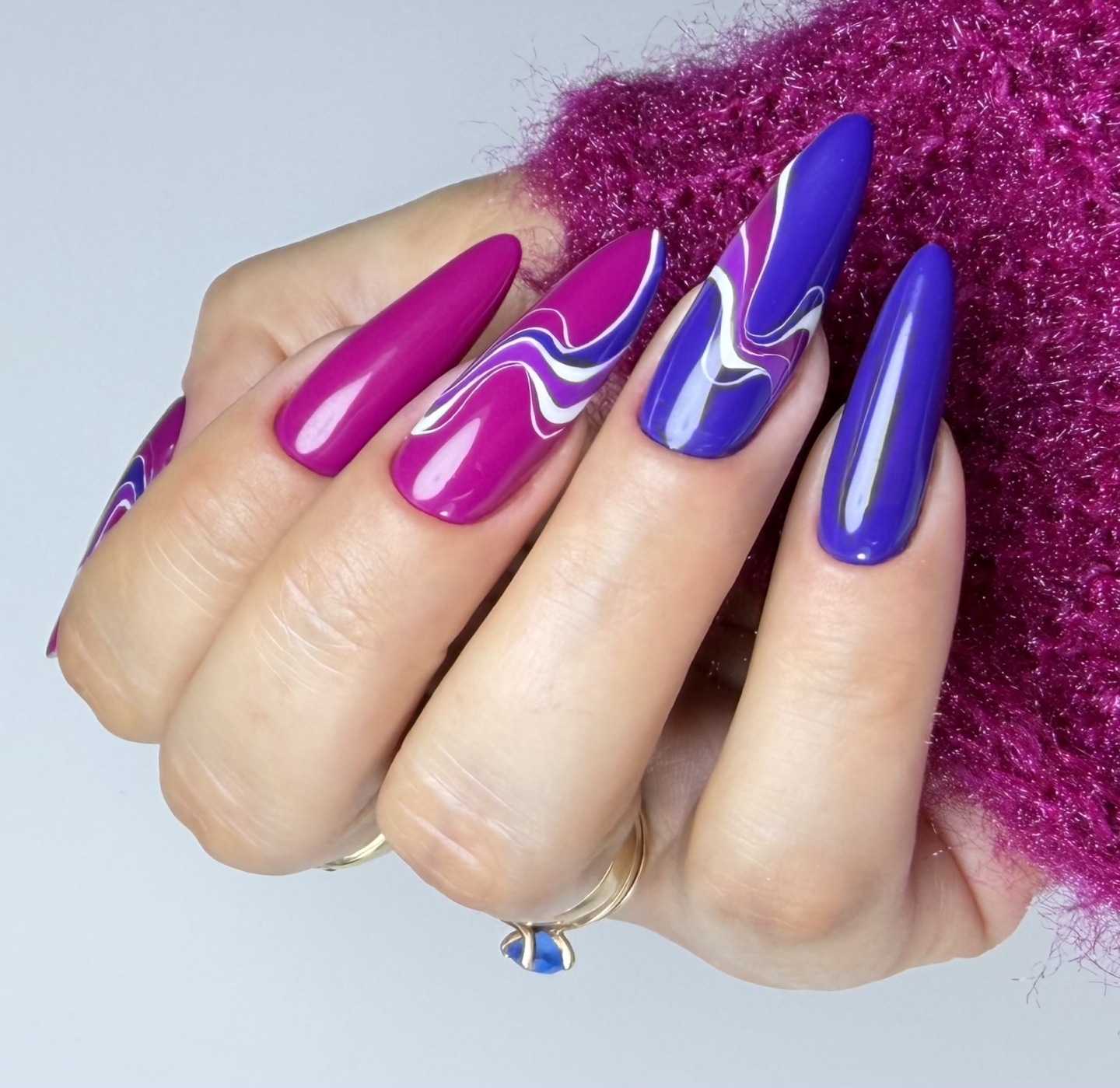 Jesienny NailArt w różu, fiolecie i bieli - zdjęcie 4