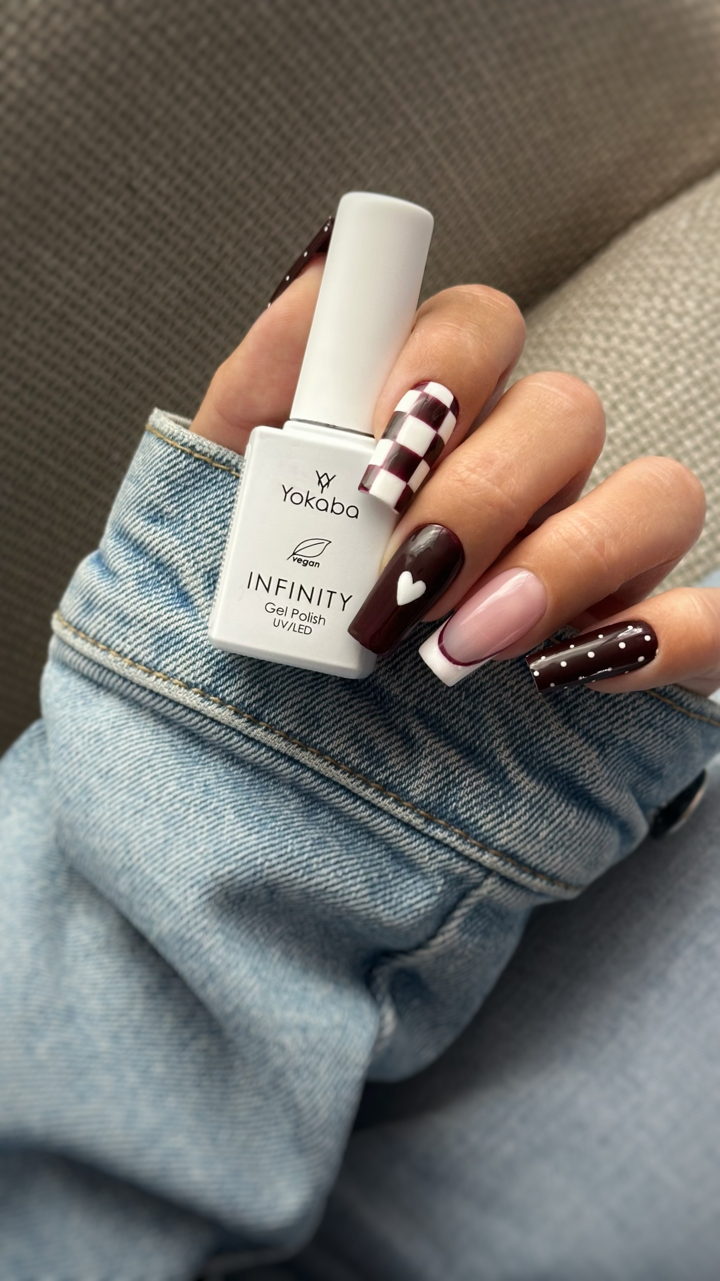 Jesienny NailArt w bordo, różu i bieli - zdjęcie 5