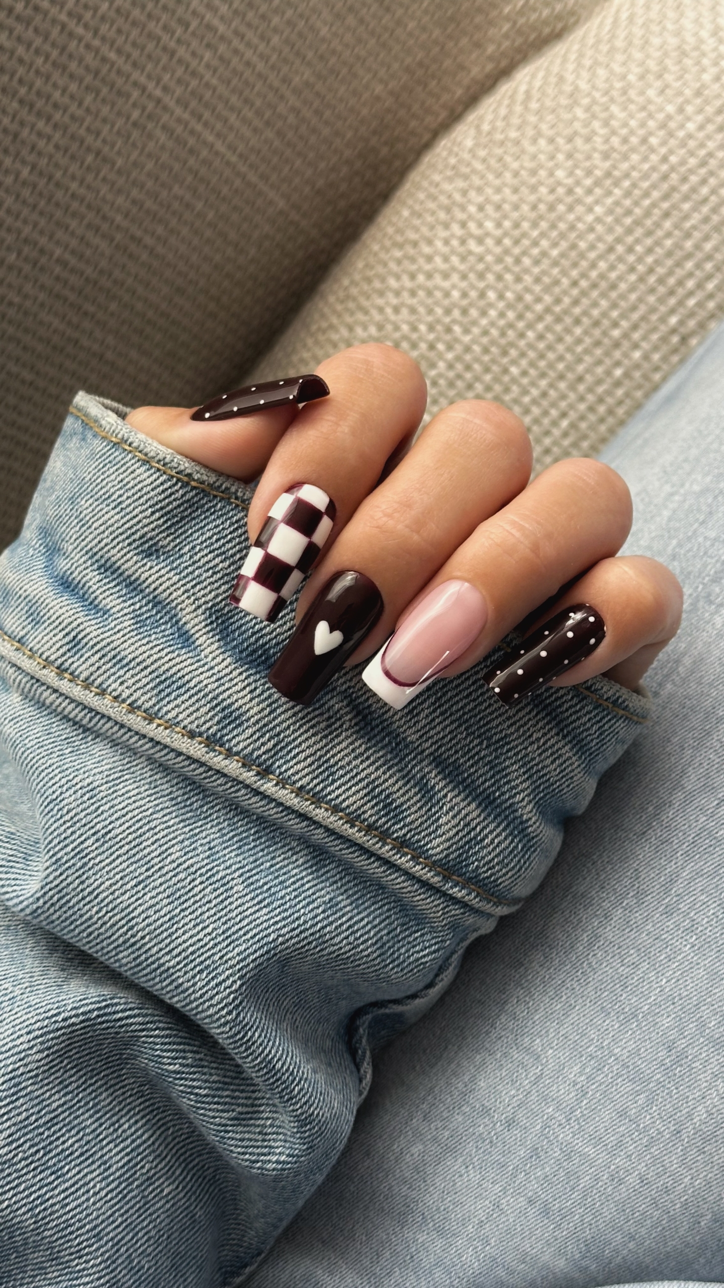 Jesienny NailArt w bordo, różu i bieli - zdjęcie 6