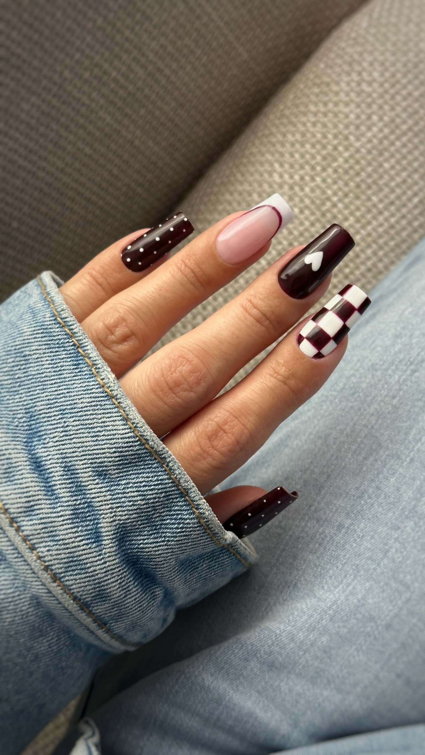 Jesienny NailArt w bordo, różu i bieli - zdjęcie 8