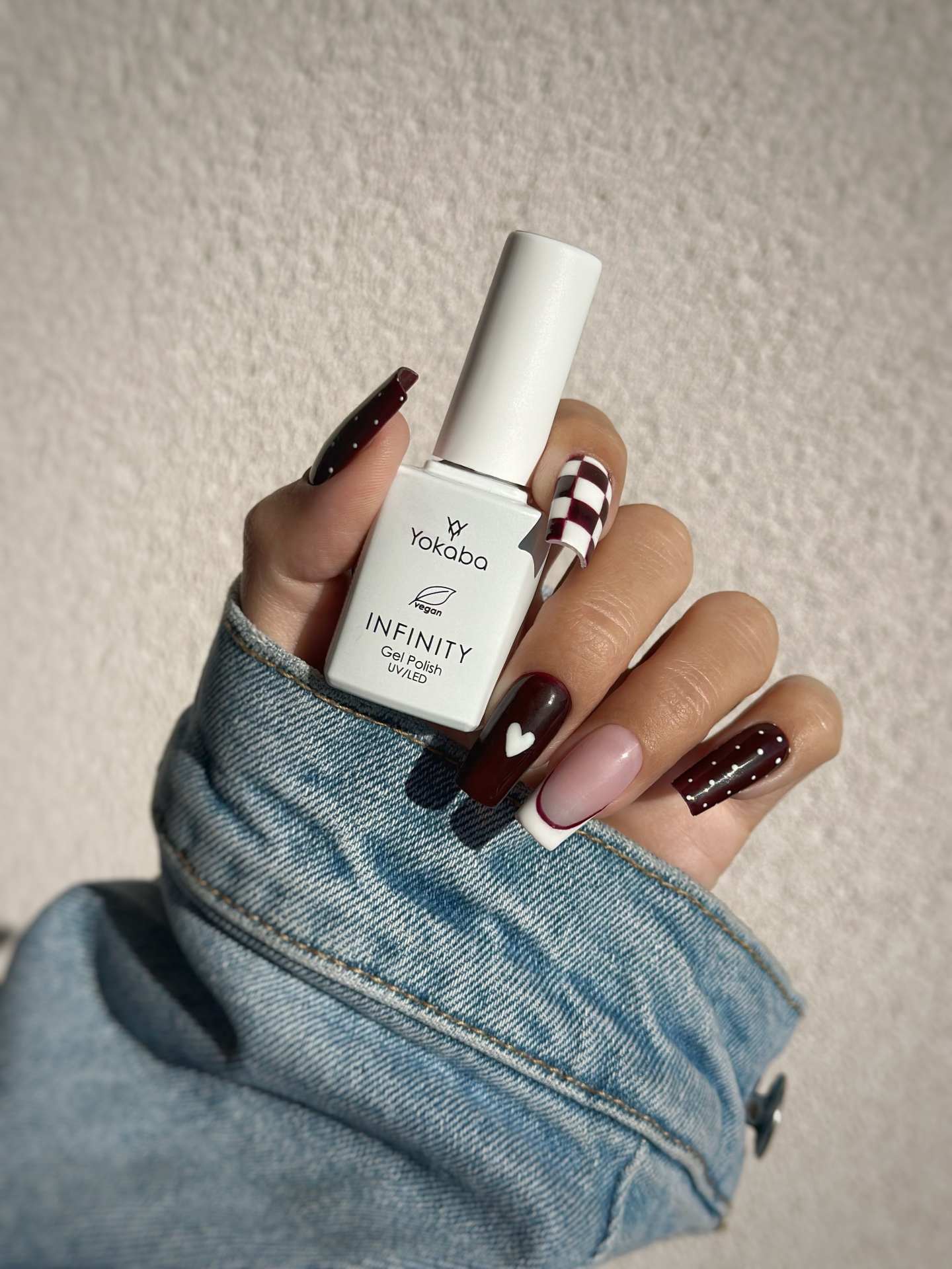 Jesienny NailArt w bordo, różu i bieli - zdjęcie 7