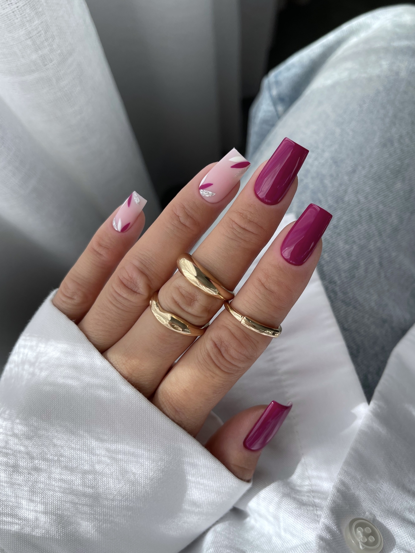 Jesienny NailArt w różu i srebrnym akcencie - zdjęcie 3