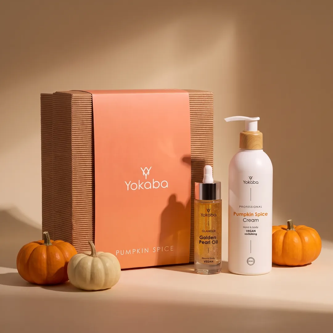 Zestaw prezentowy Yokaba Pumpkin Spice - krem z mocznikiem i olejek Golden Pearl